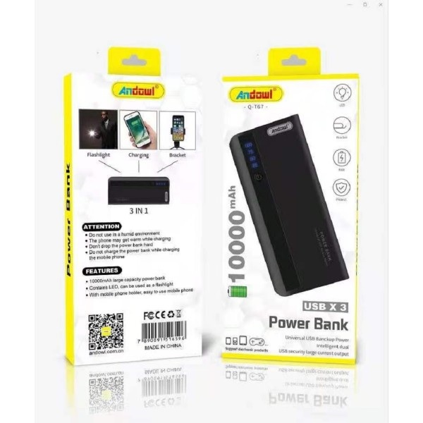 Power Bank 10000mAh Nero con indicatore carica